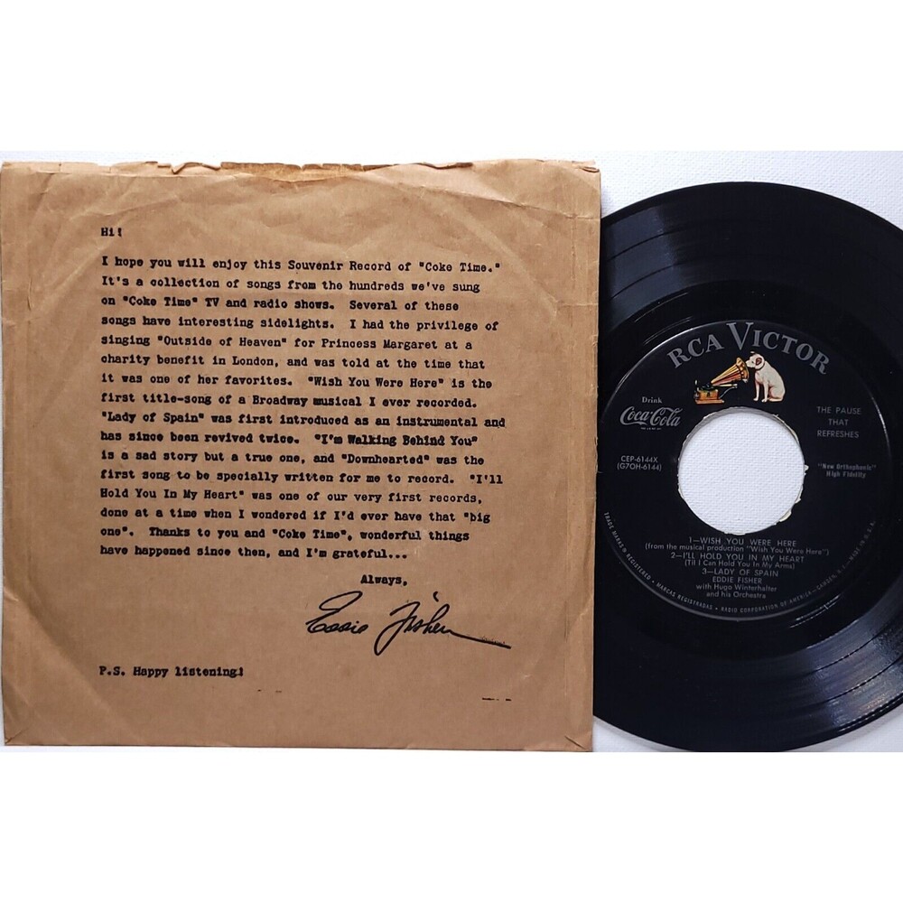 Eddie Fisher 45 EP Here's My Souvenir Record From Coke Time on RCA Victor VG/EX - Picture 2 of 2